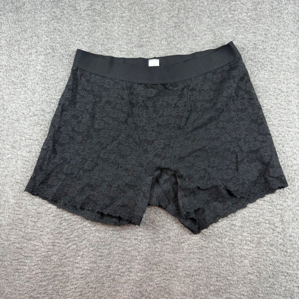Aerie Boyshort Underwear Women's Large Black Lace Floral Stretchy Recycled Nylon